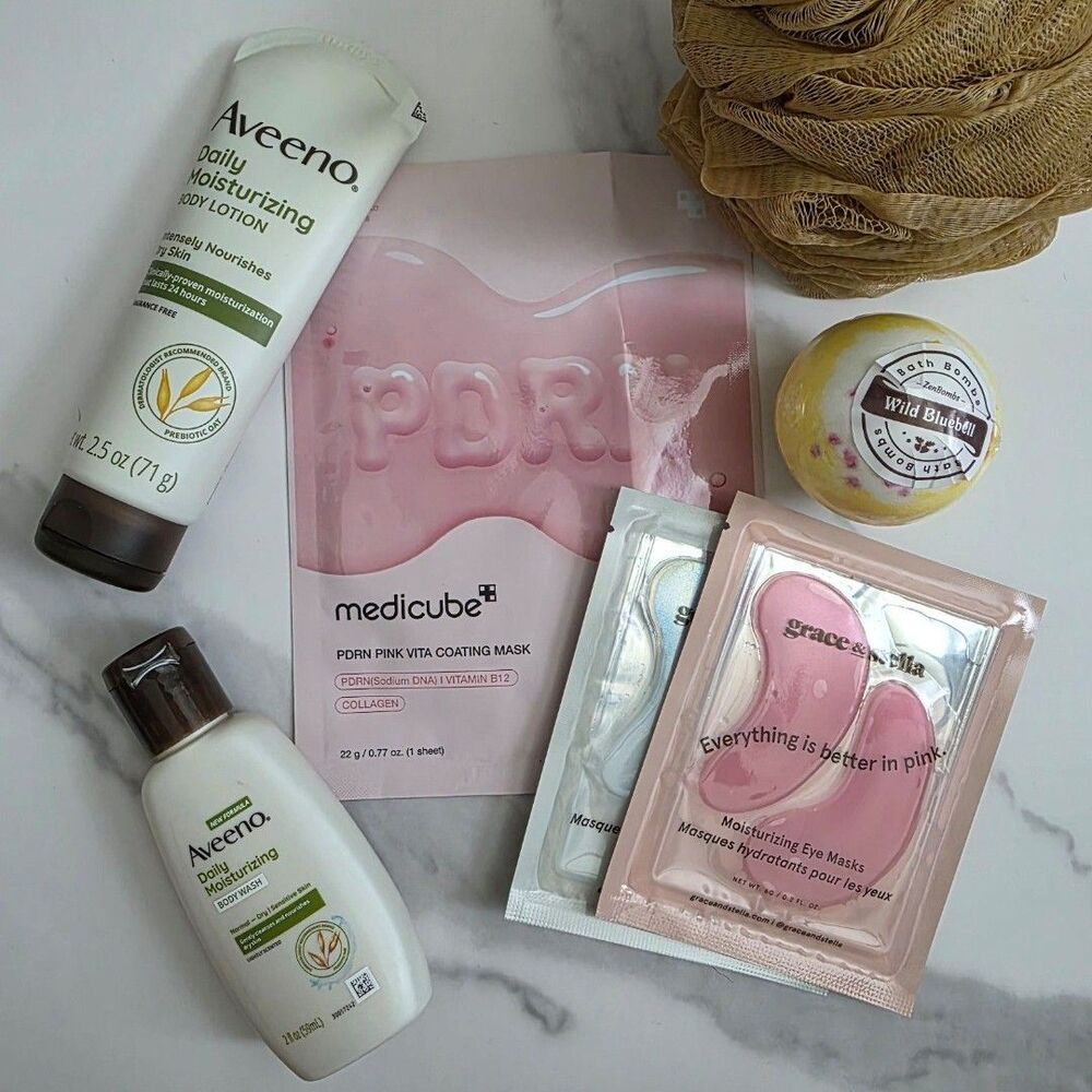 Spa Self Care Gift Set Aveeno Medicube Grace & Stella Bath Bundle